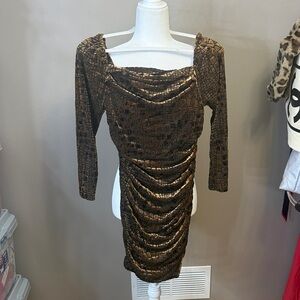 Leith Black and Brown Patterned Dress